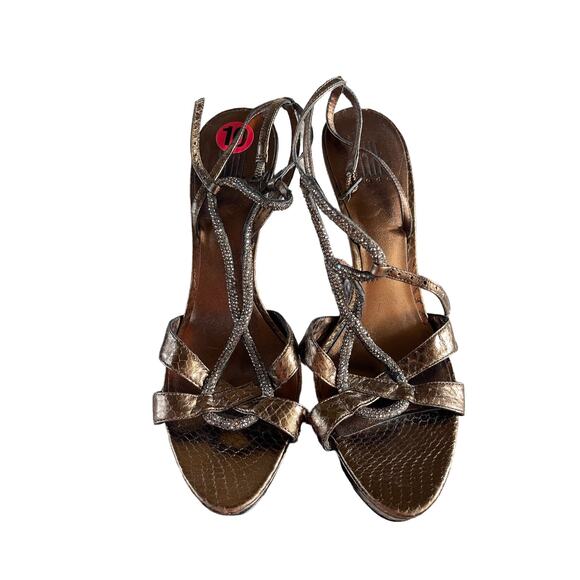 Pelle Moda Bronze Strappy Heels Size 10 - Picture 6 of 7